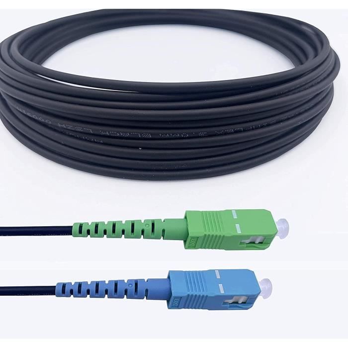 Elfcam® - Câble à Fibre Optique en Acier Blindé Compatible avec Freebox, Convient aux Installations Extérieur et Intérieur, SC(100)