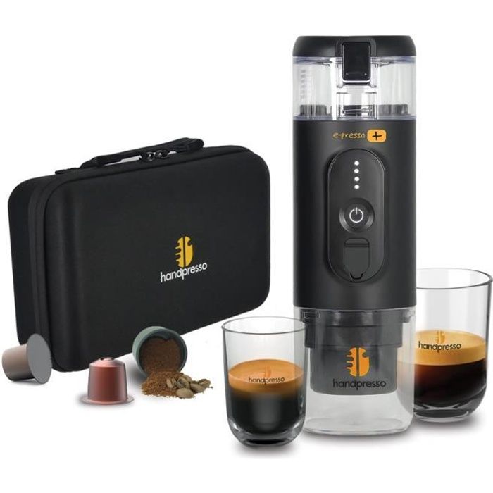 Coffret HANDPRESSO E-Presso+ - Machine à café portable - 90 ml - USB - Batterie - Capsules Nespresso ou moulu - Handpresso