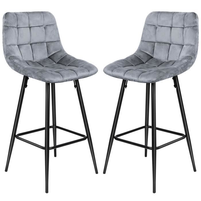 Lot De 2 Tabourets De Bar Tressés HOMEHWELL - Hauteur Réglable 80-100.5 Cm, Assise Rembourrée, Pivotants 360°, Pied Métallique
