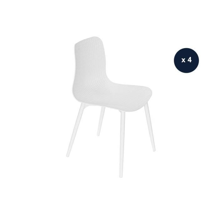 lot de 4 chaises de jardin en aluminium et résine blanc corfou - jardiline 44 x 50 x 80 cm blanc