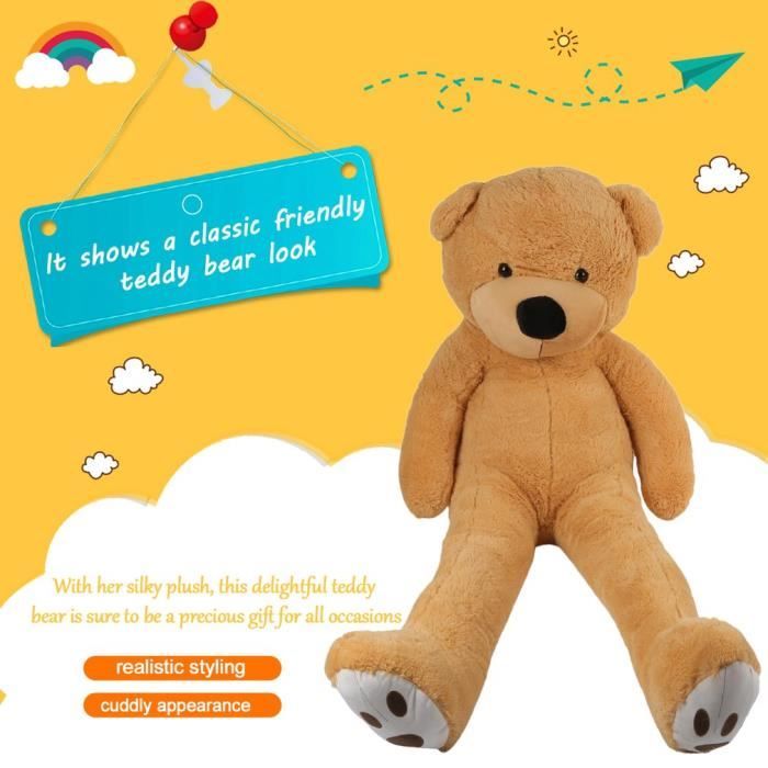 Beige Nounours Peluche Geants De 190 Cm Cadeau D Anniversaire Cadeau De Noel Jouet En Peluche Pour Enfants Petite Amie Amoureux Cdiscount Jeux Jouets