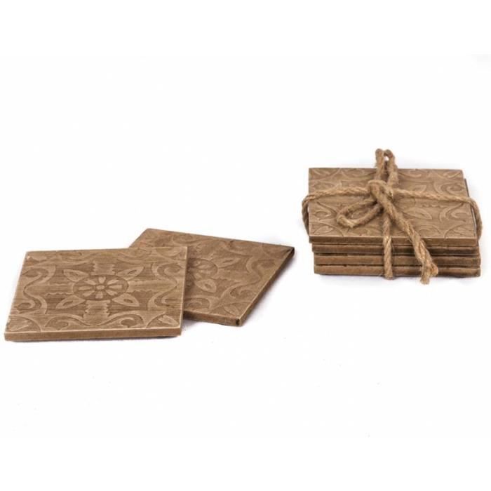 Dessous De Verre En Marbre Naturel - Lot De 4 - Ronds Diamètre 10 Cm - Protection Table Chaude/Froide