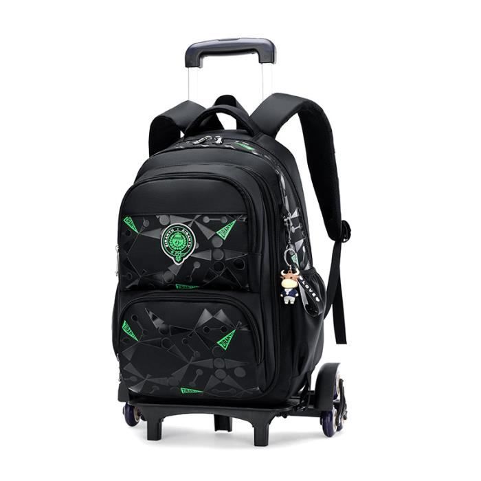 Sac à Dos à Roulettes Pour Garçon/ado - 6 Roues, Chariot Amovible, Capacité 32x47x20 Cm - Nylon Imperméable, Bretelles Réglables