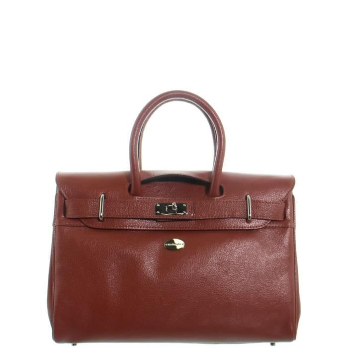 Sac à main Pyla Buni Mac Douglas cuir ref_23066 22F Acajou foncé S Marron