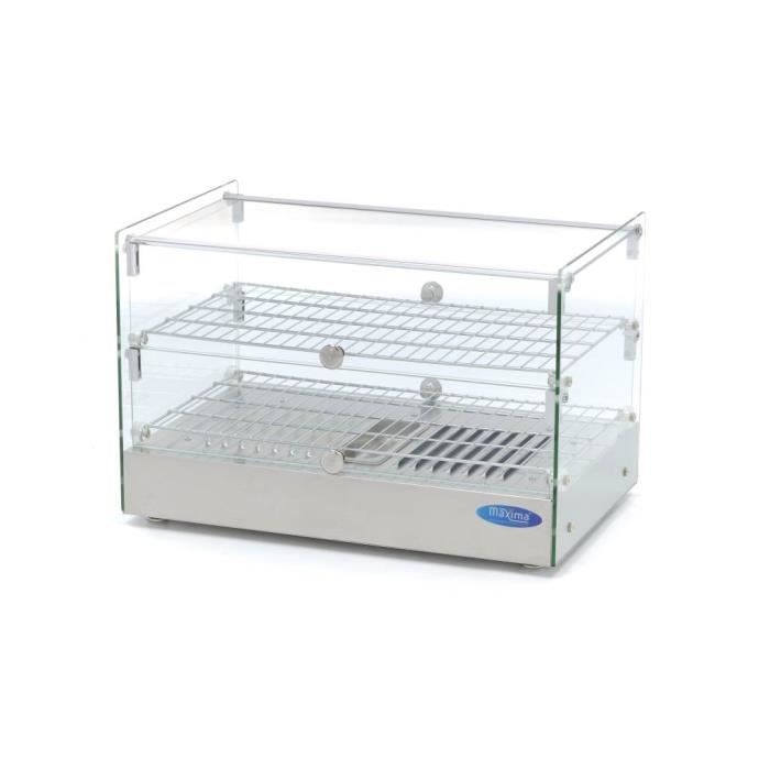 Vitrine Chauffante Inox 2 étages 55 cm 50L