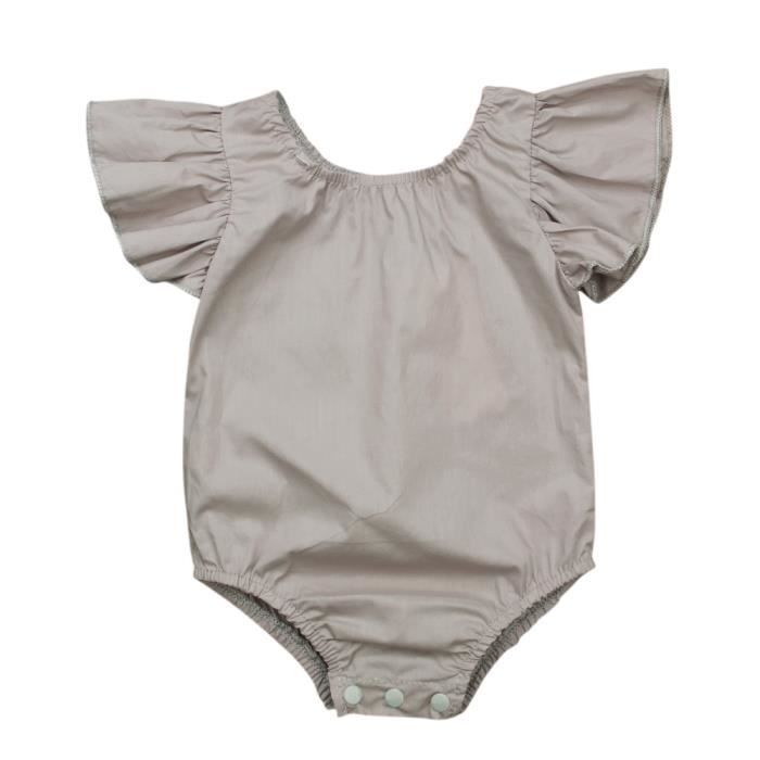 B b Fille Body Couleur Pure sans Manche Tenue t Habit Mode