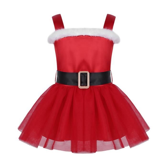 Robe De Noel Bebe Fille Enfant Tutu Maille Satin Deguisement Princesse Costume De Noel Christmas Performance Robe Danse Rouge Achat Vente Robe Cdiscount