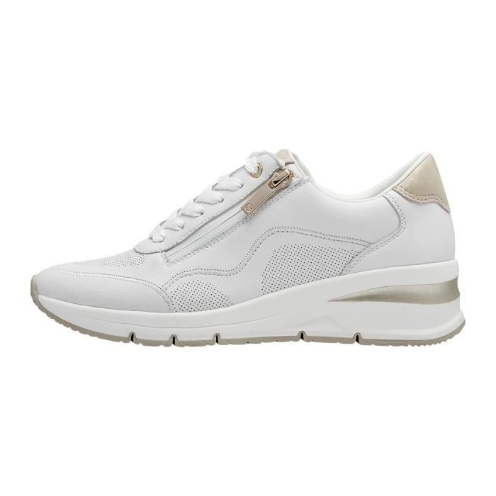 Baskets basses TAMARIS Blanc Cuir Femme Plat Lacets
