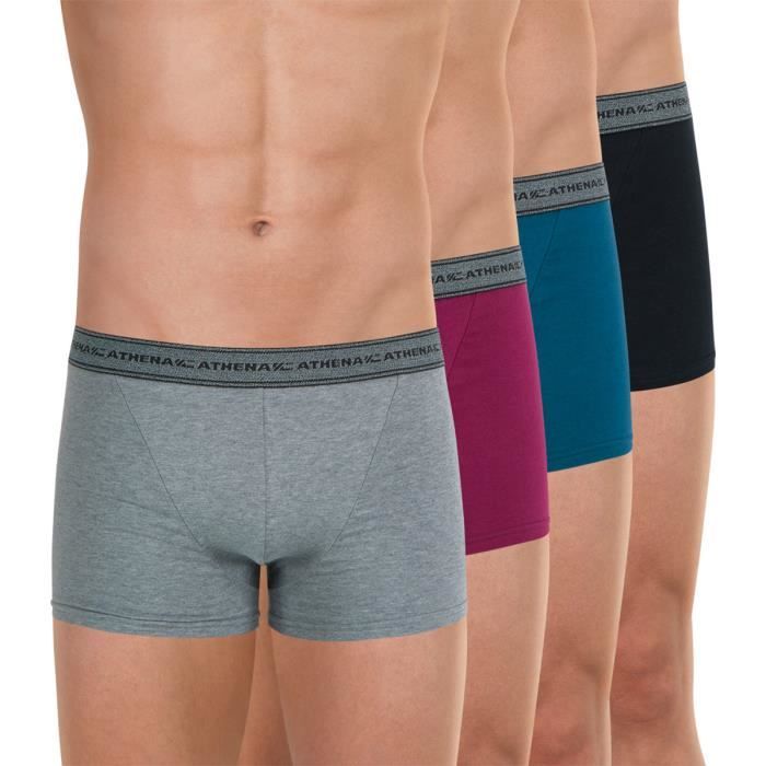 ATHENA Lot de 4 boxers homme Eco Pack Violet Mauve Gris prune