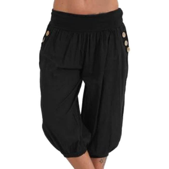 Shorts Casual Femmes Pantacourt Ample Elastique Sarouel Lâche Fitness