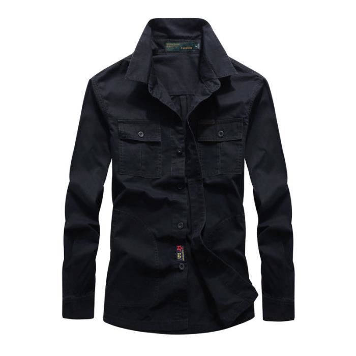 Chemise Cargo Manches Courtes Homme - Deux Poches - Couleur Unie Pour Travail Ou Extérieur - 6