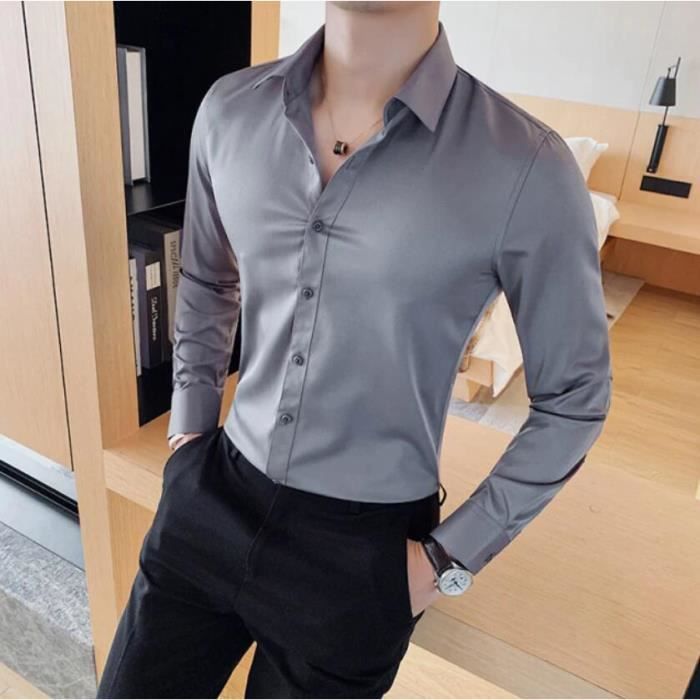 Chemise Homme Business Slim Fit ECELEN yt0331unw14ta Gris