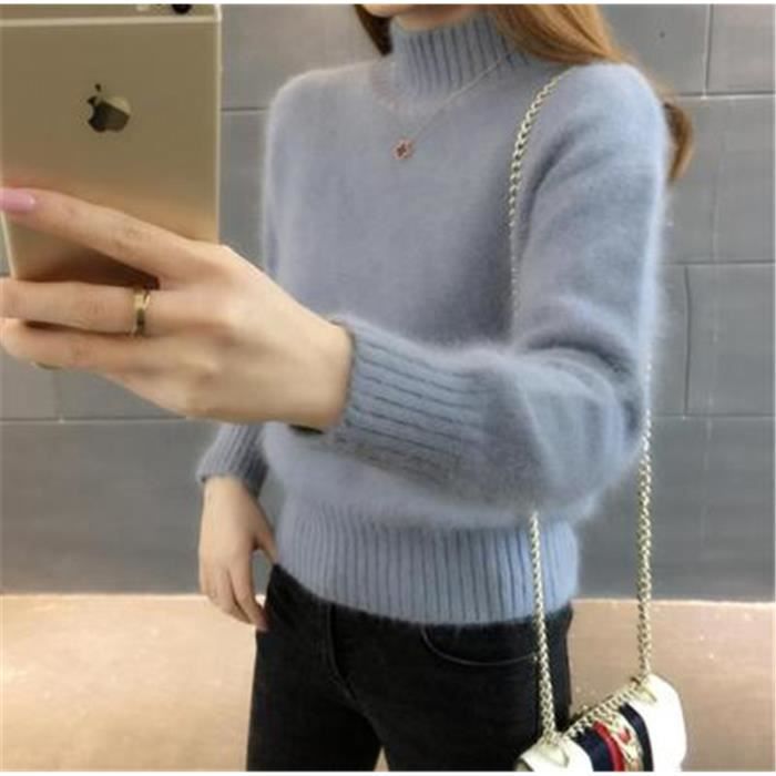 Pull Angora Cachemire Lâche - Col Roulé épais, Doux Et Chaud, Taille Unique (40-72 Kg)