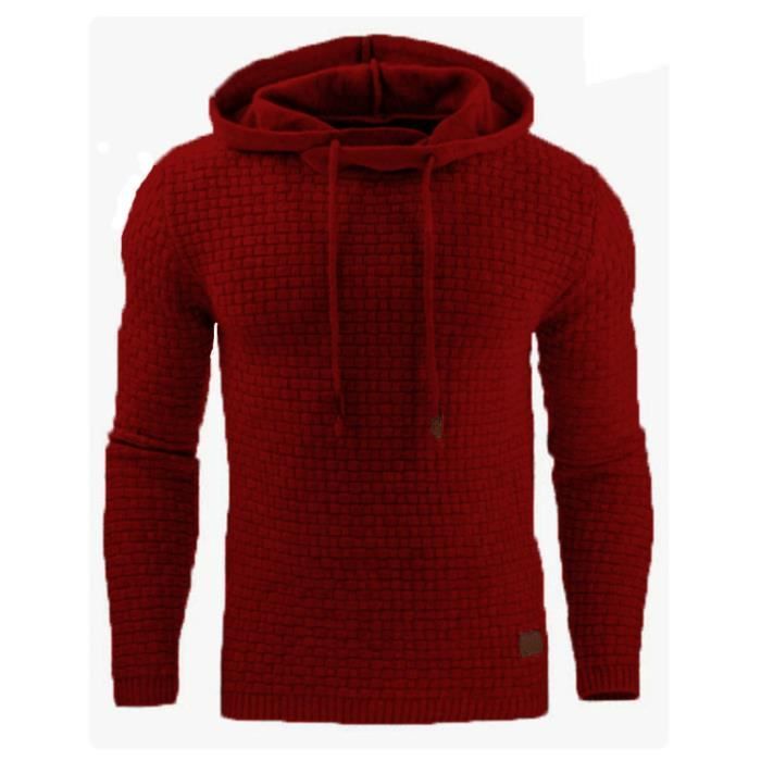Pull a capuche rouge homme on sale