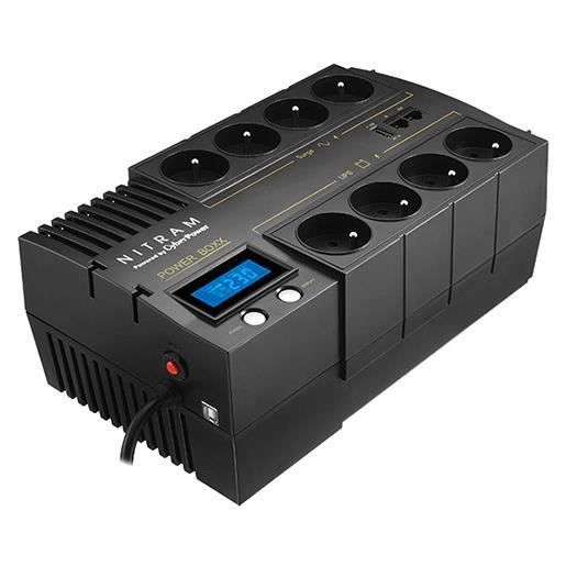 Onduleur Powerbox Green Protect 1200VA – NITRAM – Protection contre les surcharges et les surtensions – 8 prises
