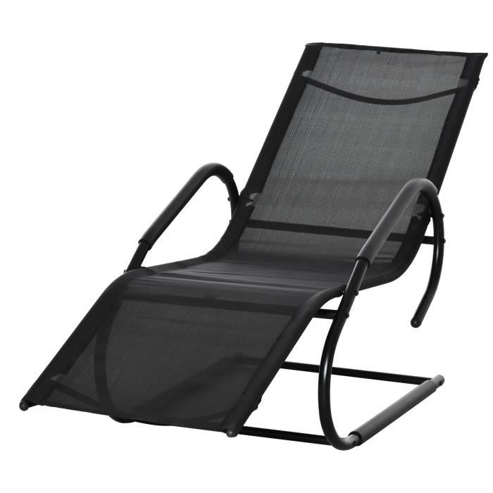 chaise longue - outsunny - design contemporain - assise et dossier ergonomique - métal époxy textilène noir