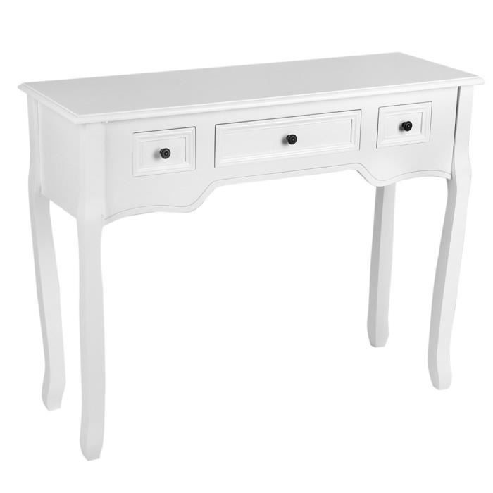Table Console En Bois 3 Tiroirs Blanc Table D Entre Haute Stable