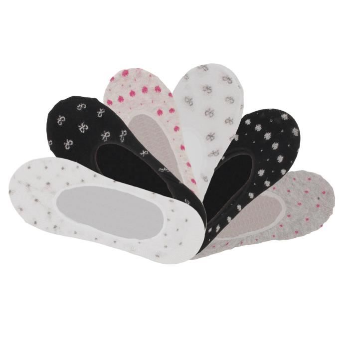 Chaussettes invisibles femme lot de 6 Couleur Noir Gris Blanc