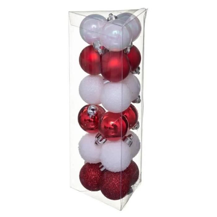 49 Boules De Noël Rouge Or Vert Set, 3cm Plastique Crochet Mini Pendentifs Pour Décoration D'Arbre De Noël