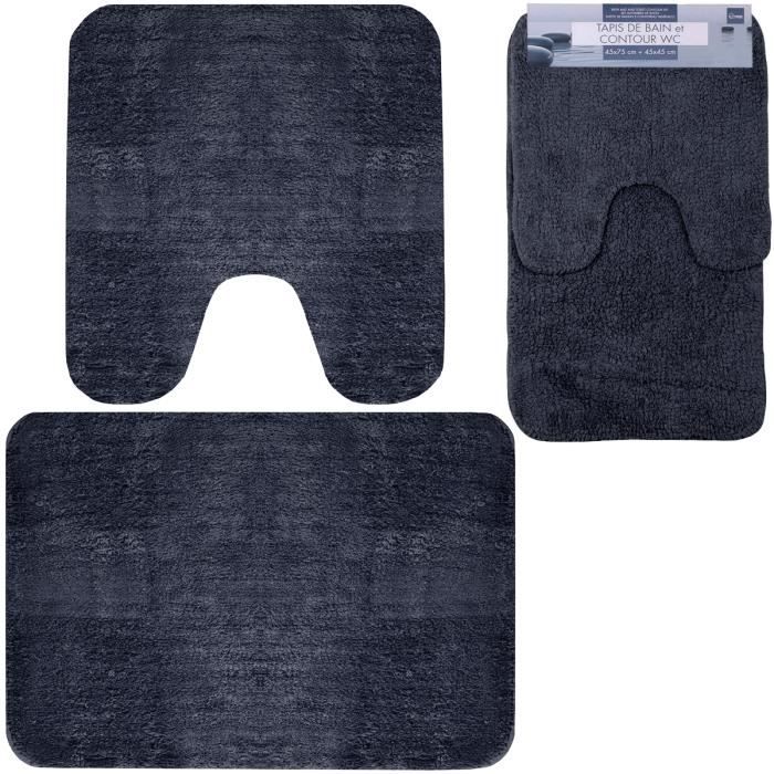 Tapis Salle De Bain Et Contour Wc Ensemble Tapis De Salle De Bain Contour Wc Gris Anthracite Achat Vente Tapis De Bain Cdiscount