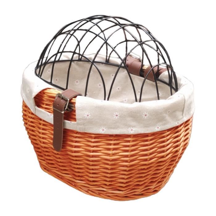 Pwshymi panier de vélo pour animaux de compagnie Panier de vélo en osier pour petits chiens, chats, panier sport velo Couleur miel
