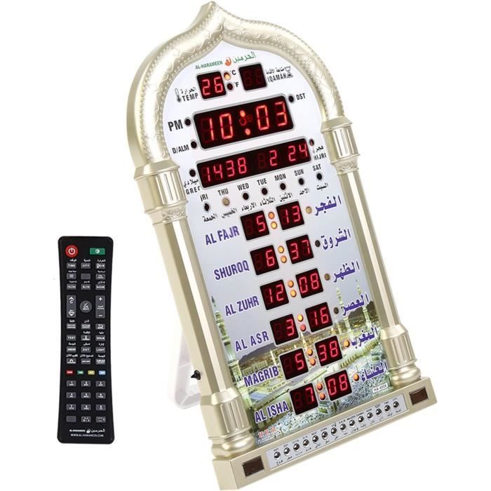 Calendrier Mural Mosquée Horloge Islamique Numérique Alarme Cadeau Musulman Azan Priere Eu Plug 110 240v