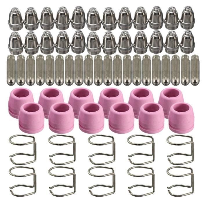 50 Pièces Consommables Découpeur Plasma SWAWIS - Buses 0.8mm, Électrodes, Capuchons Céramique - Compatible SG-55, AG-60
