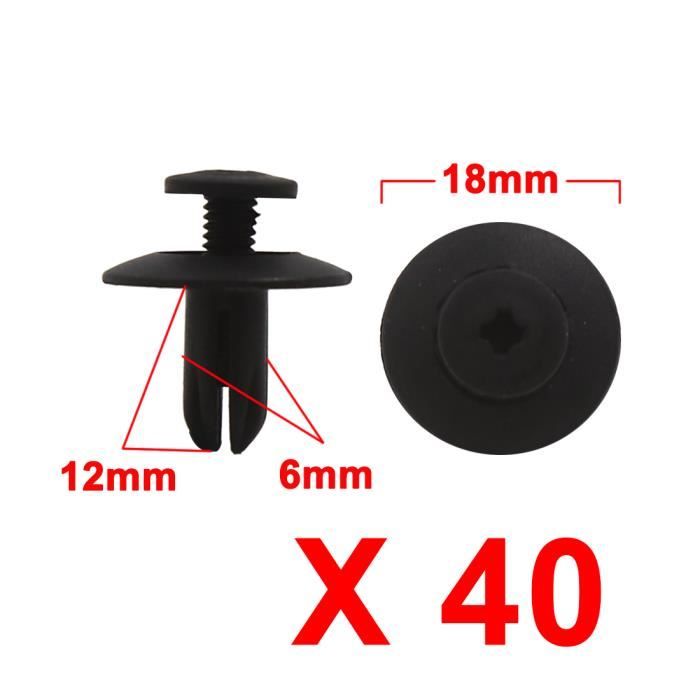 sourcingmap/® 30pcs 6mm Rivets plastique noir trou Expansion pousser agrafe pour pare choc porti/ère voiture