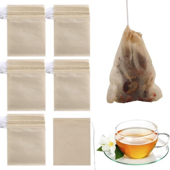 300 Pièces Sachet The a Remplir, 6 x 8cm Sachet Thé Vide Sachet pour Thé En Vrac Filtre a The