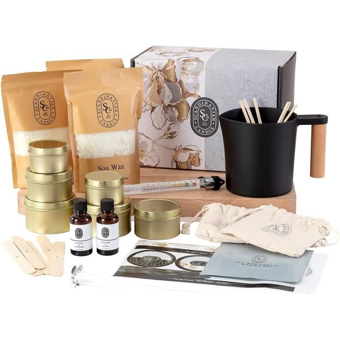 Kit DIY Fabrication De Bougies Parfumées - Cire De Soja Naturelle - Inclus Pots, Mèches, Fleurs Sèches - Activité Manuelle Adulte/Enfant
