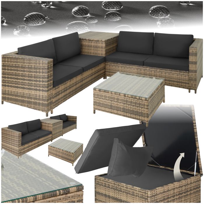 Ensemble De Jardin 4 Places - Canapé Et Fauteuils - Tectake Comosa - Toile Marron, Coussins Crème - Acier Et Polyester
