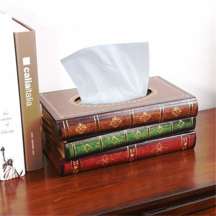 Boîte à Mouchoir En bois Papier Serviettes Tissu Stockage En Forme de Livre  UK - Cdiscount Maison