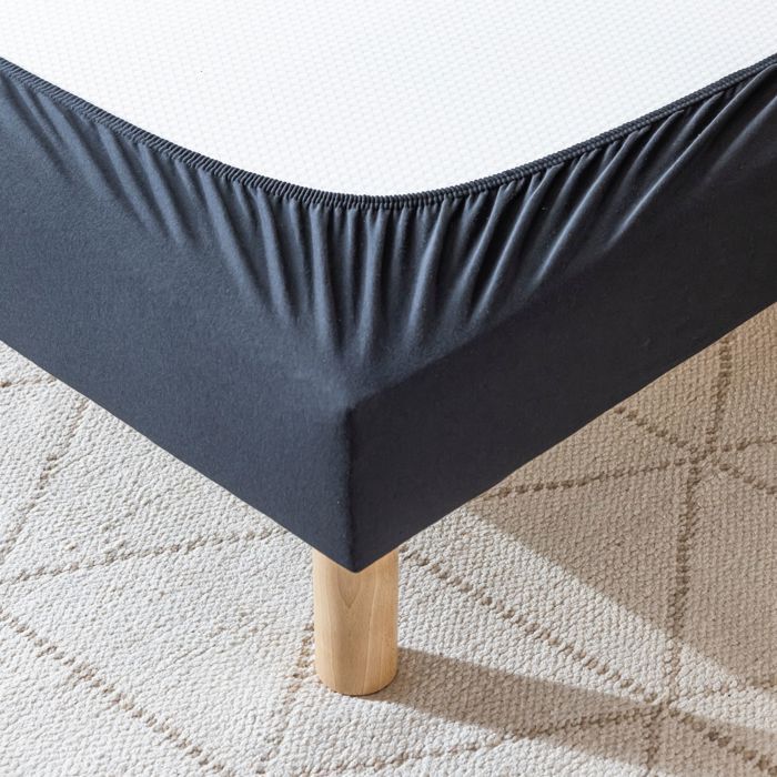 Cache-sommier coton jersey noir 140x190 à 150x200 - Noir - Terre de Nuit