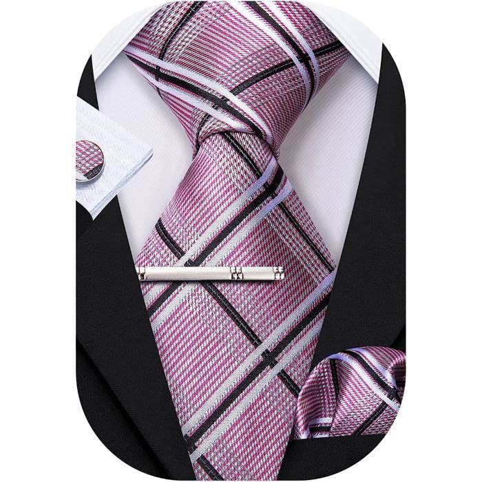 Set Cravate En Soie Pour Homme Avec Pochette Et Boutons De Manchette - Idéal Mariage, Affaires Et Occasions élégantes