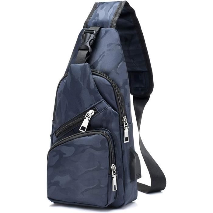 Sac Bandoulière Crossover Unisexe - Noir Polyester - Dimensions ~44cm Hauteur - Poche Extérieure