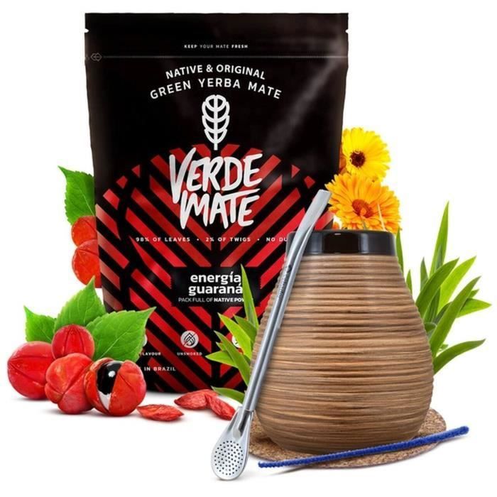 Yerba Mate Verde Mate Energia Guarana 500g Tasse à miel