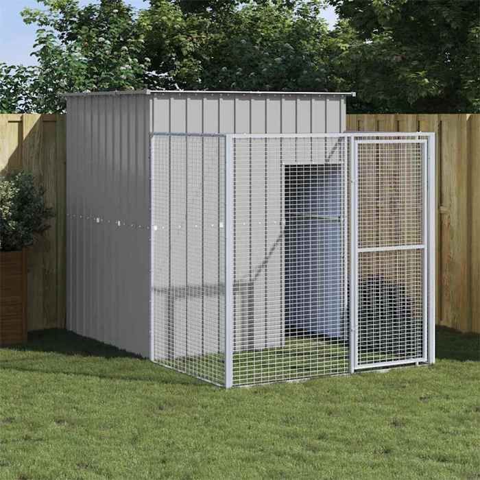 Niche Pour Chien Avec Cour vidaXL - Acier Galvanisé - vue 2