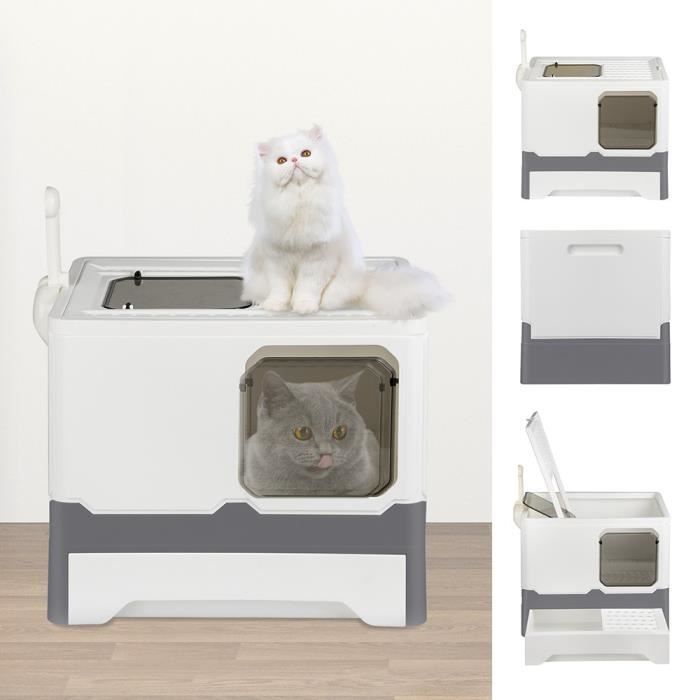 Meilleurs prix pour Bac à litière pour chat de type tiroir en pp - XUANYU - 45*34*38cm - Blanc et Gris - Avec pelle