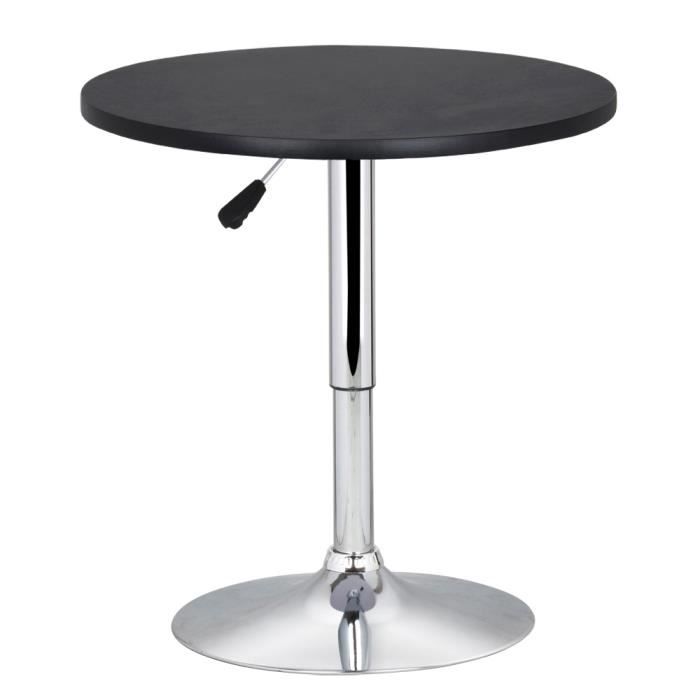 yaheetech table de bar ronde table haute cuisine mange-debout avec plateau en bois mdf réglable en hauteur pivotante à 360° noir