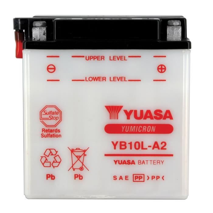 Batterie Yuasa pour Moto Kawasaki 900 Z 1973 à 1975 YB10L-A2 / 12V 11Ah