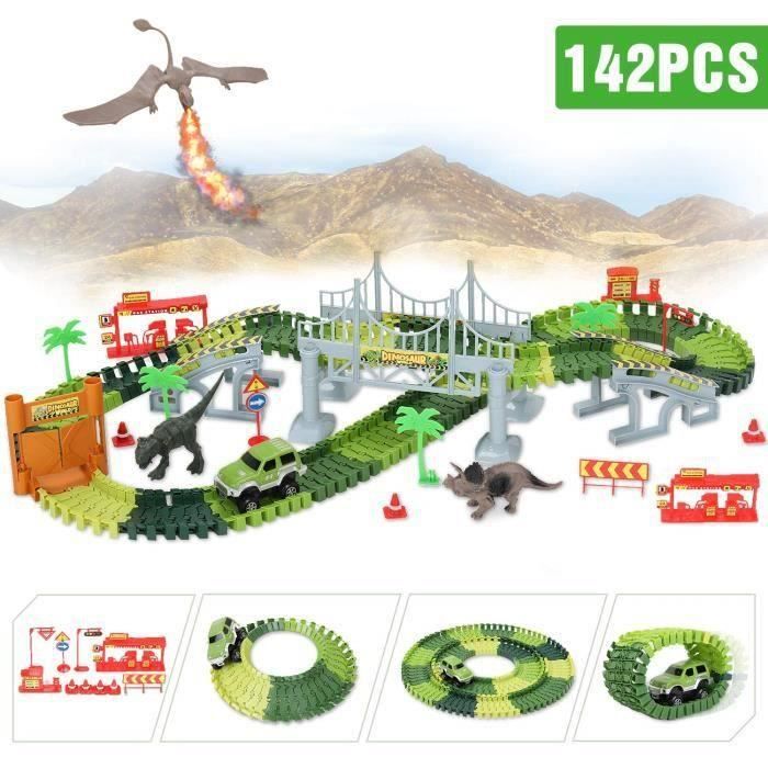 Enfant Circuit Voiture Dinosaure Jouet Dinosaure 153 Pièces Flexible Circuit Voiture Dinosaure