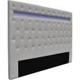 Tête de lit LED Déco - HABITAT ET JARDIN - 160 cm - Blanc - Mousse - 3 couleurs changeantes-1