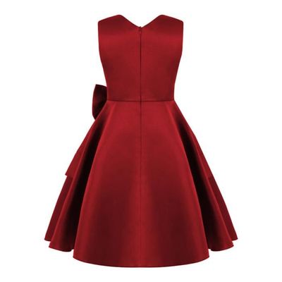 Inlzdz Enfant Fille Robe de Mariage Demoiselle d honneur Satin N ud Papillon Robe Soiree 4 14 Ans Bordeaux Bordeaux Cdiscount Pret a Porter