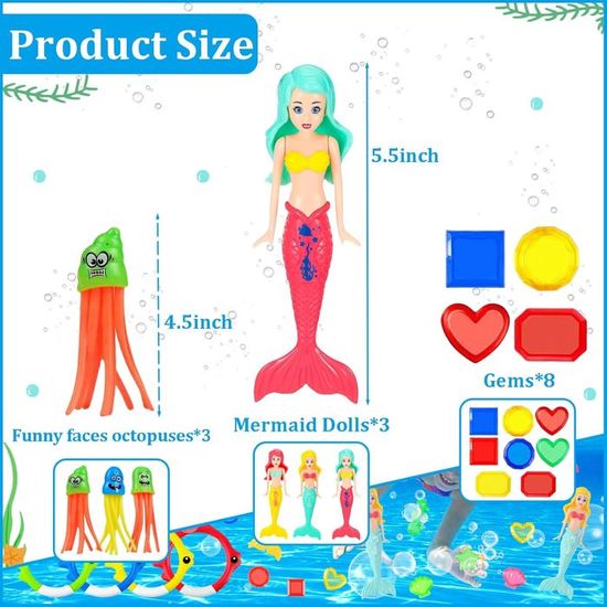 TOPWAYS Coffret De Jouets De Plongée Sirène – Coquillage Qui Libère Une Sirène Sous L'eau, Jouets De Piscine Pour Enfants, Idéal Pour Fêtes Et Apprentissage