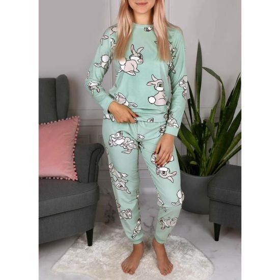 DISNEY Bambi Pyjama femme avec pantalon long pyjama manches longues Vert Cdiscount Pret a Porter