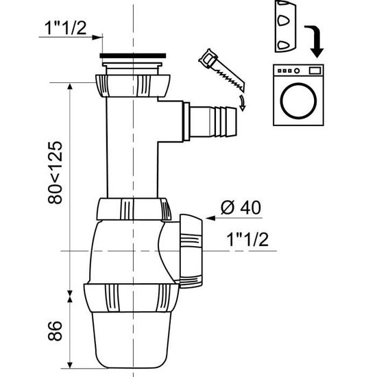 Wirquin Siphon D Evier Reglable En Hauteur Avec Prise Machine
