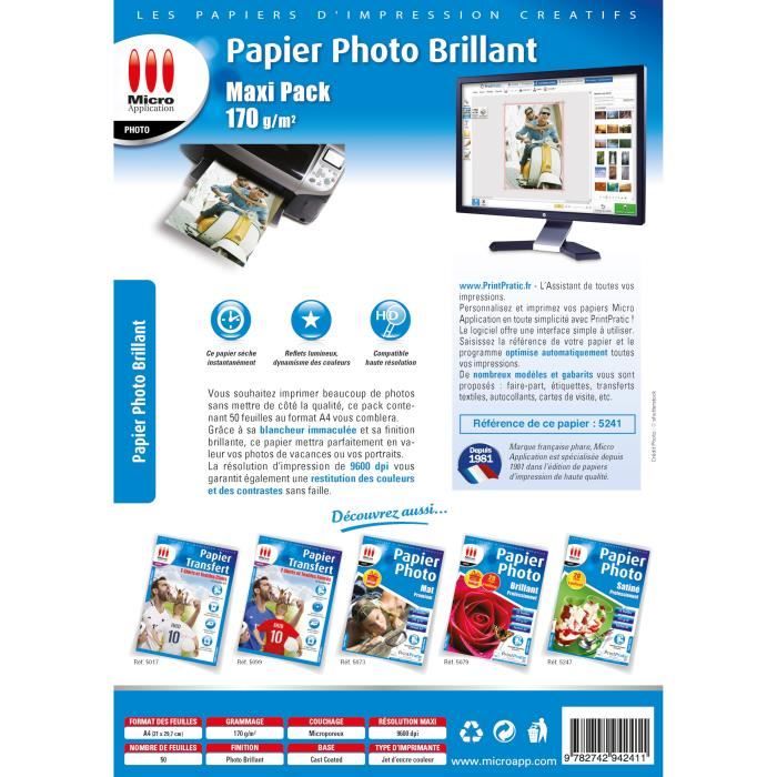 Papier Photo Premier 195 Ultra Brillant Adhesif<br>Format : A4 (50  feuilles), Novalith : papier photo numérique, achat papier photo,  comparatif papier photo