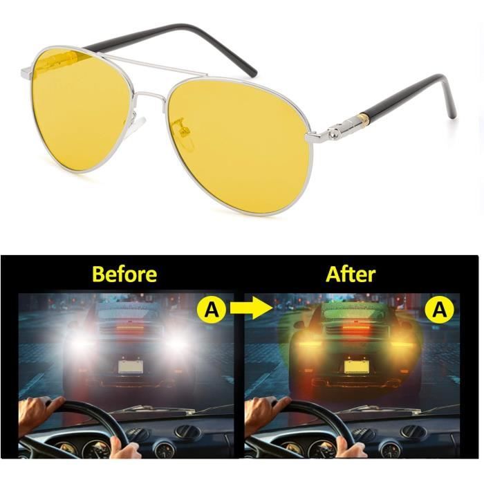 Lunette De Conduite Vision De Nuit Anti Eblouissement Polarisee Jaune Anti Eblouissement Lunettes Protection Uv400 u1314 B cadre Argente lentille Jaune Achat Vente lunettes de soleil Neuf Cdiscount