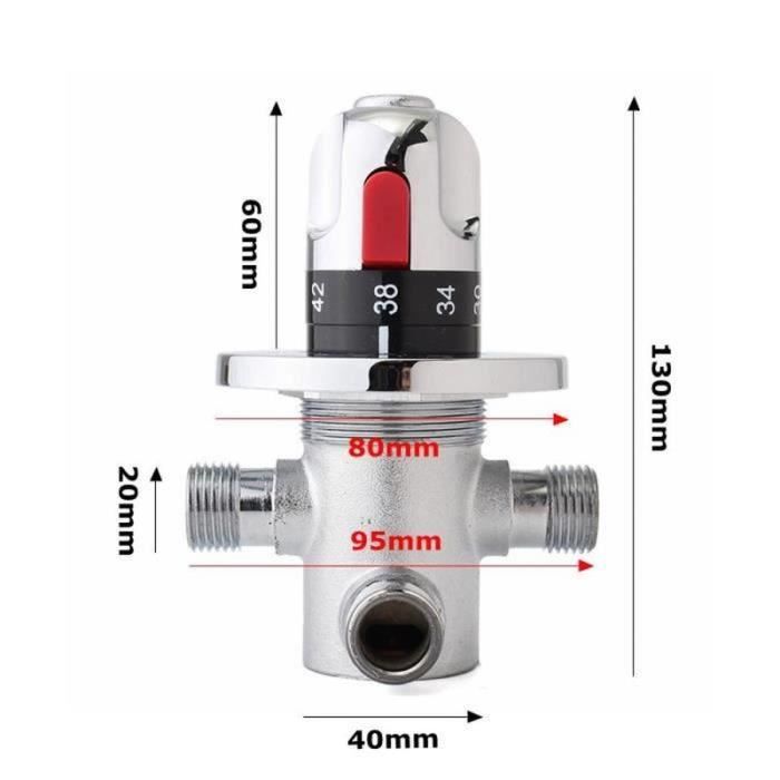 Mitigeur Thermostatique Wincal Laiton G1/2 | Vanne Eau Chaude/Froide Pour Bassin, Salle De Bain, Cuisine - Contrôle Précision