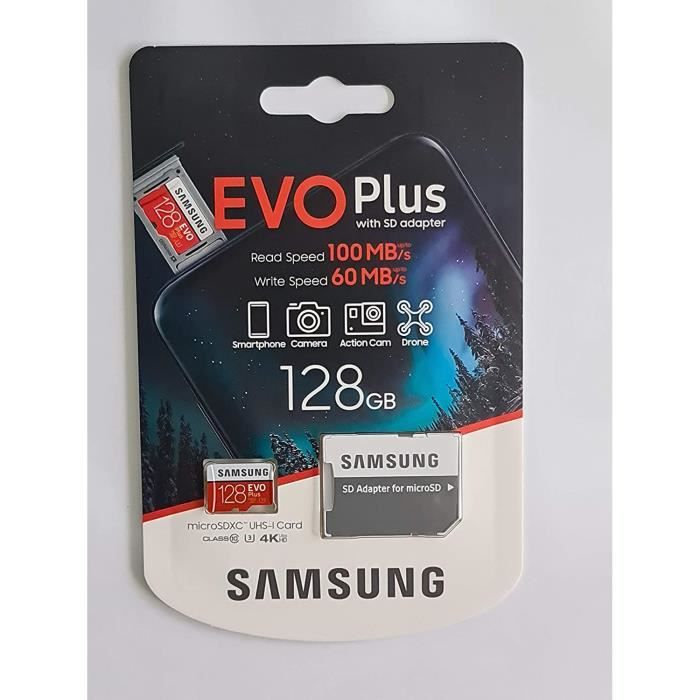 Samsung Carte memoire micro SD SDXC EVO Plus MB MC128HA EU Classe 10 U3 128 Go 100 Mo S 4K Ultra HD Cdiscount Appareil Photo
